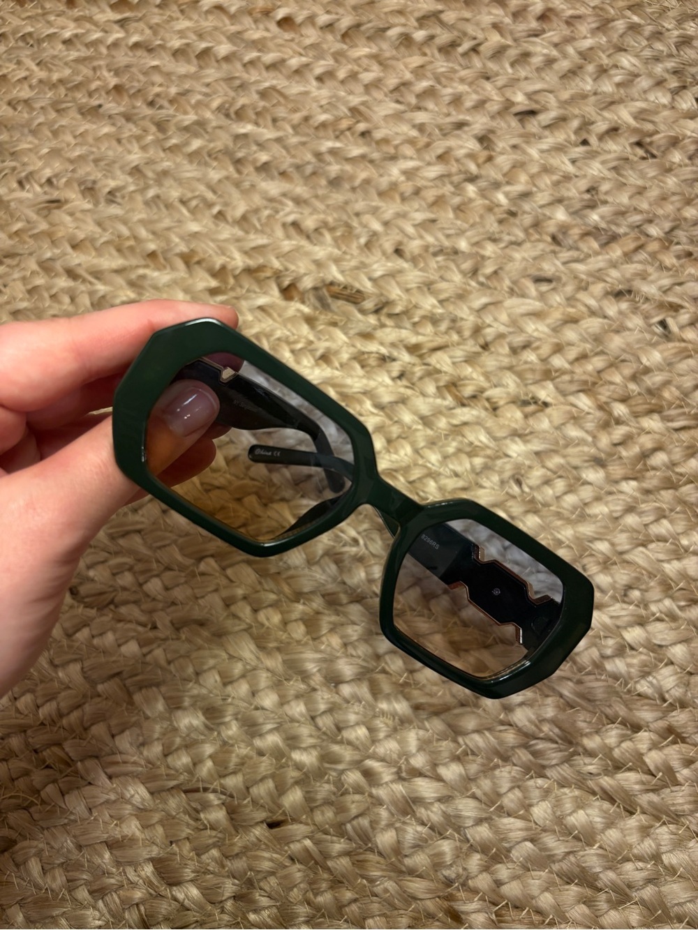 Green jewel rectangle glasses